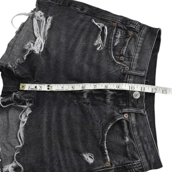 American Eagle Highest Rise '90s Boyfriend Jean Shorts Black Denim Distressed 4 - Picture 10 of 11